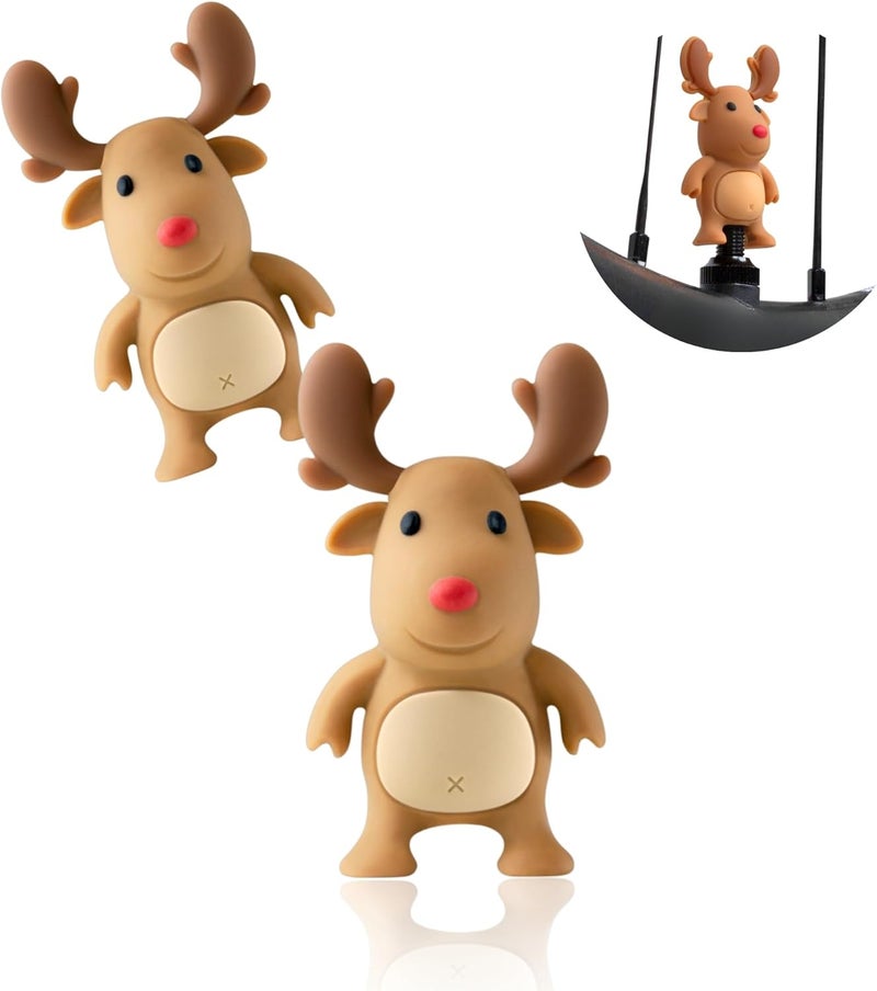 BONE COLLECTION Bone Character Tire Valve Stem Cap (2 Packs), Cute Cartoon Deer Tire Valve Stem Cover for Bikes & Scooters, Waterproof & Corrosion-Resistant Silicone Tire Cap Cover for Cars (2-Pack - Mr. Deer) - Image 1